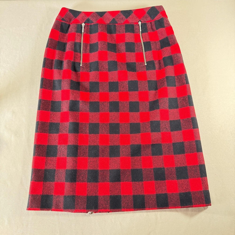 Alain Manoukian Buffalo Plaid Check Pencil Skirt Zipper‎ Pockets EUR 36 US Small